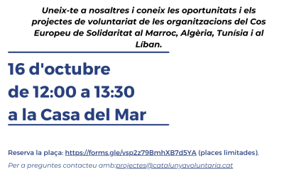 Sessió informativa ‘Nascut/da al Mediterrani: on puc fer el meu voluntariat?’